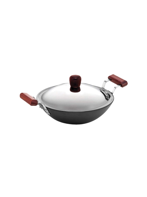 

Hawkins Black & Brown Futura Hard Anodised Deep-Fry Pan With Stainless Steel Lid