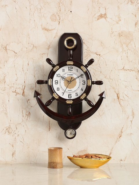 

ZANIBO White Quirky Printed Analogue Wall Clock 31x39 cm