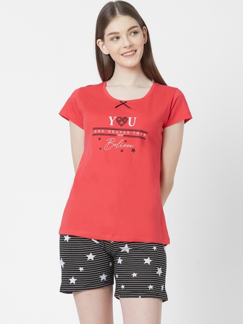 

Juliet Women Red & Black Printed Night suit