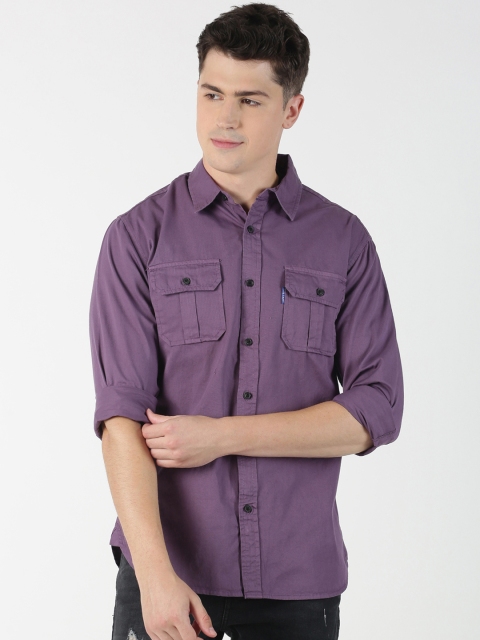 

Blue Saint Men Purple Regular Fit Solid Casual Shirt