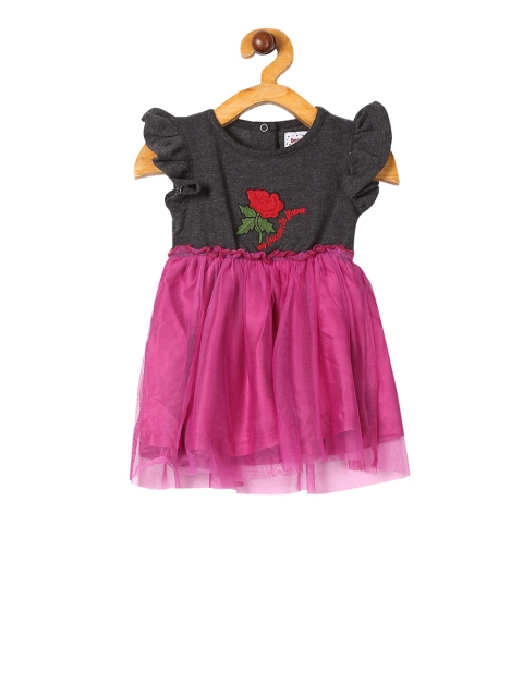 

Donuts Girls Grey Colourblocked Fit and Flare Dress