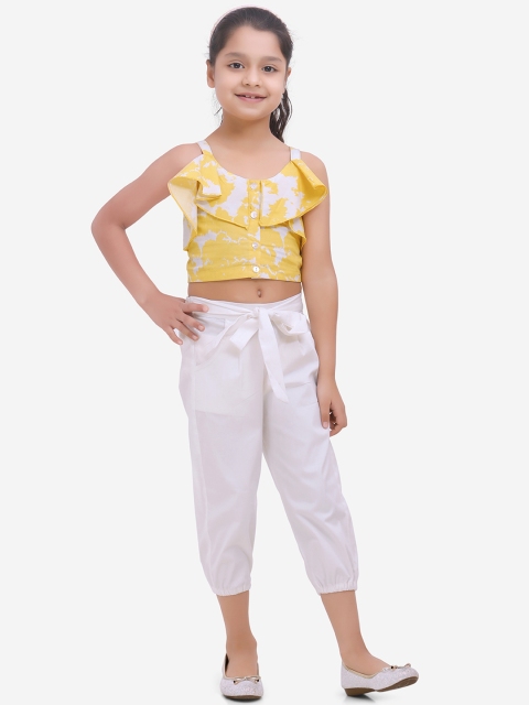 

Fairies Forever Girls Yellow & White Printed Top with Trousers