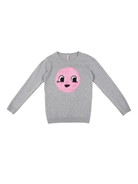 

CHALK by Pantaloons Girls Grey Melange Printed Pullover Sweater