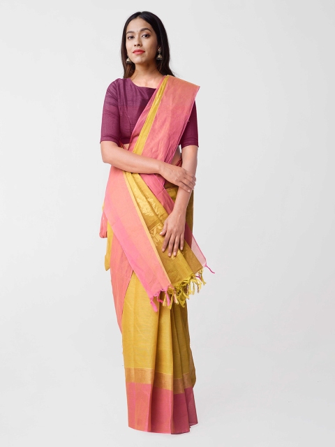 

Unnati Silks Green Pure Cotton Woven Design Uppada Saree