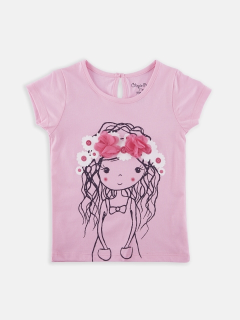 

Chirpie Pie by Pantaloons Girls Pink Printed Round Neck T-shirt