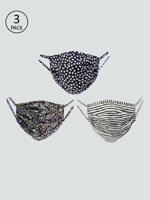 

Melange by Lifestyle Women Pack of 3 Pcs Black Reusable 3-Ply Protective Outdoor Masks