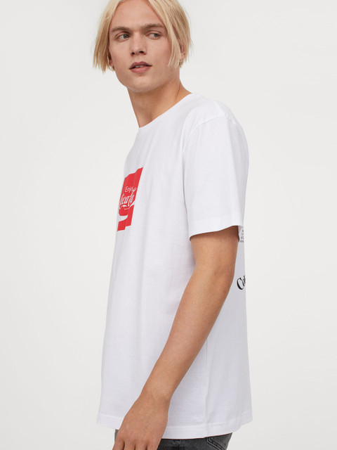 

H&M Men White Printed T-shirt