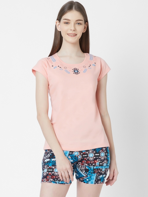 

Juliet Women Peach-Coloured Solid Night suit