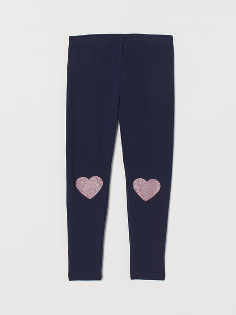 

H&M Girls Navy Blue Printed Leggings