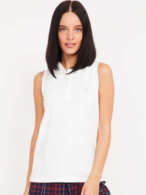 

Bossini Women Off-White Solid Shirt Style Top