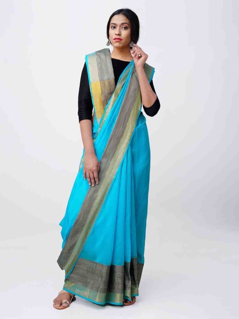 

Unnati Silks Blue Jute Woven Design Chanderi Saree