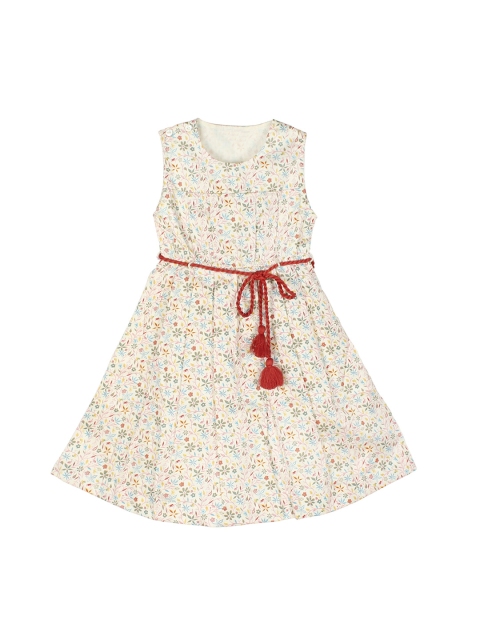 

My Little Lambs Girls Off-White Printed Fit and Flare Dress