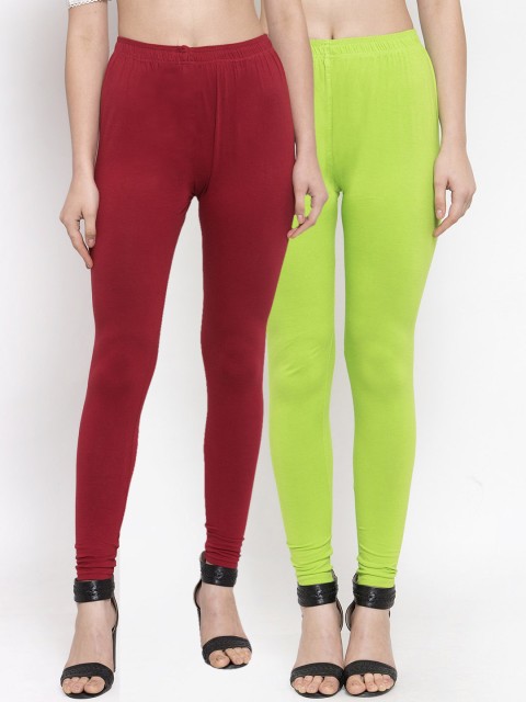 

TAG 7 Women Pack Of 2 Solid Leggings, Maroon