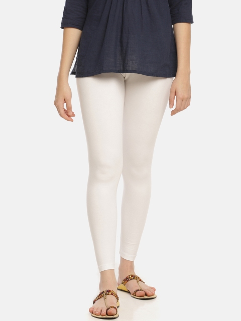

Zelen Women White Solid Ankle-Length Leggings