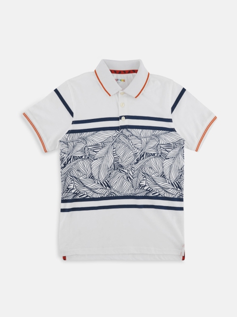 

POPPERS by Pantaloons Boys White & Blue Solid Polo Collar T-shirt