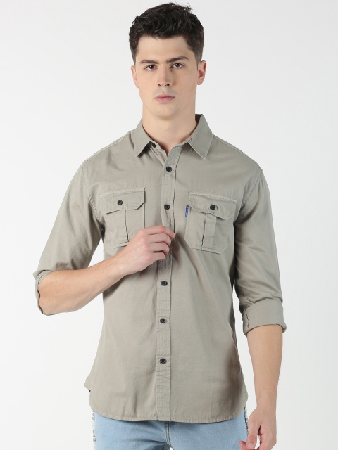 

Blue Saint Men Grey Regular Fit Solid Casual Shirt