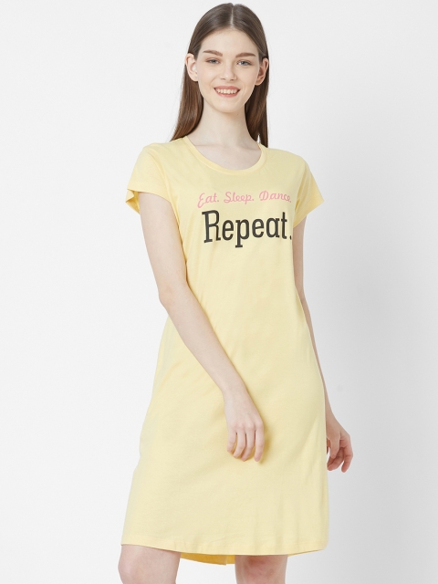 

Juliet Yellow Printed Cotton Sleep Shirt