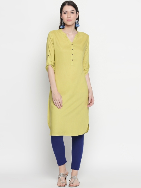 

RANGMANCH BY PANTALOONS Women Yellow Solid A-Line Kurta