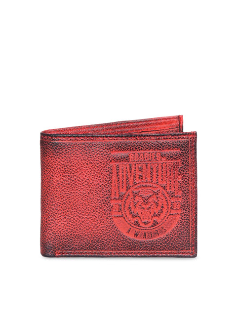 

Justanned Men Red Textured Leather Two Fold Wallet