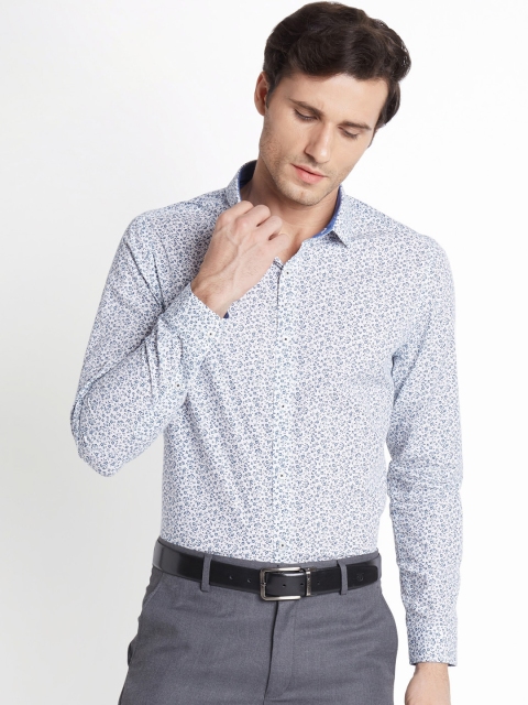 

RICHARD PARKER by Pantaloons Men White & Blue Regular Fit Printed Formal Shirt