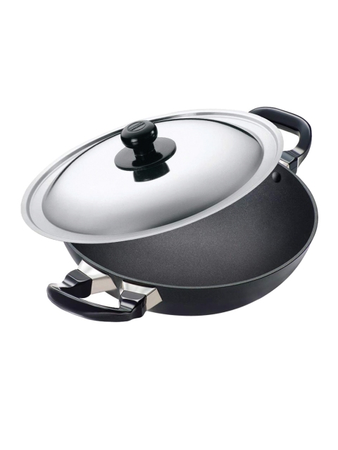 

Hawkins Unisex Black Solid Futura Nonstick 3.25 mm Deep-Fry Pan With Stainless Steel Lid