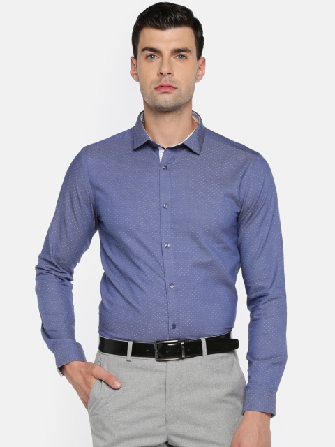 

RICHARD PARKER by Pantaloons Men Blue Regular Fit Self Design Formal Shirt