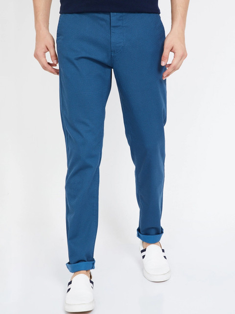 

CODE by Lifestyle Men Blue Slim Fit Self Design Regular Trousers