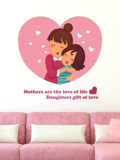 

WALLSTICK Pink & Brown Mother & Daughter Love Large Vinyl Wall Sticker