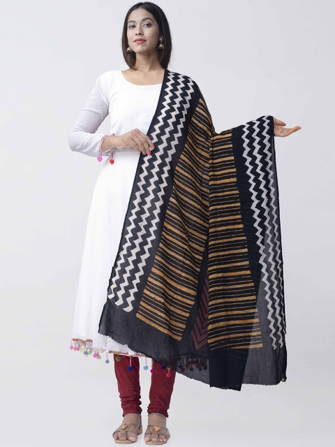 

Unnati Silks Black Printed Pure Cotton Dupatta
