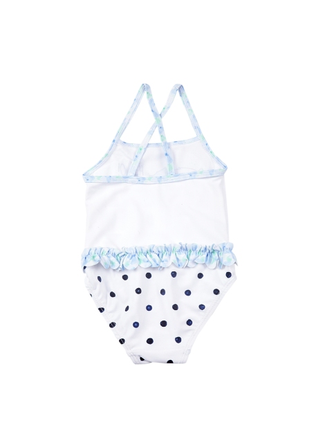 

Chicco Girls White & Blue Printed Swimsuit