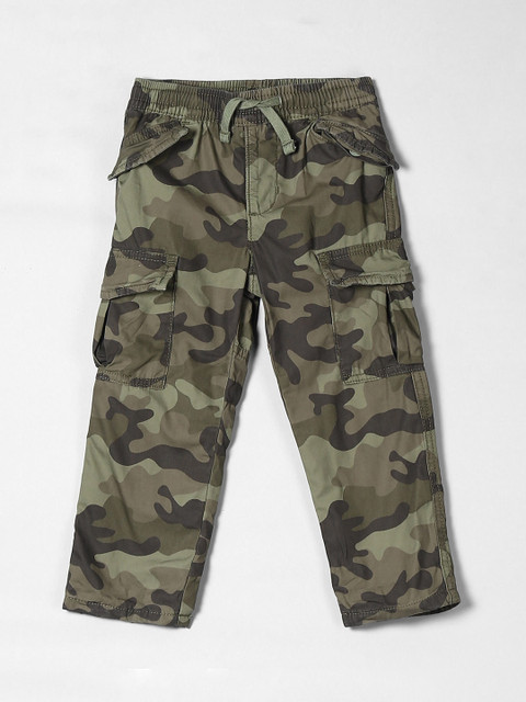 

GAP Boys Green Slim Fit Camouflage Printed Cargos
