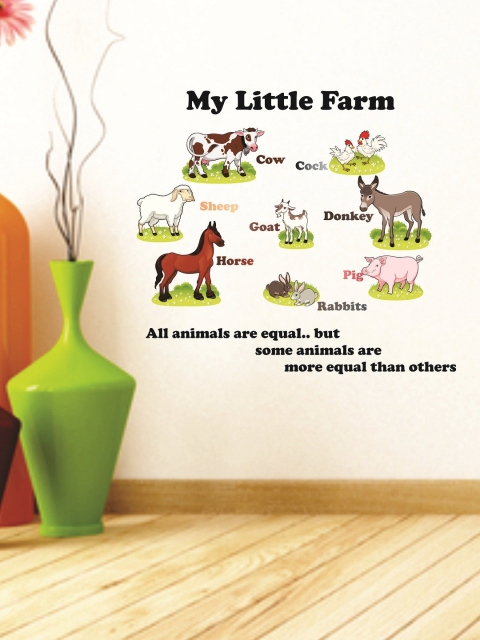 

WALLSTICK Green & White My Little Farm Large Vinyl Wall Sticker