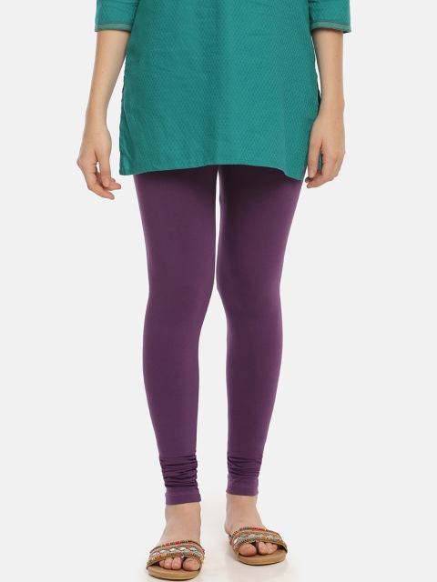 

Zelen Women Purple Solid Churidar-Length Leggings