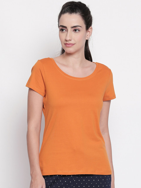 

Dreamz by Pantaloons Women Orange Solid Lounge T-shirt