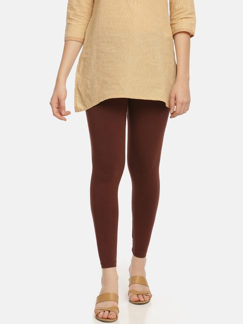 

Zelen Women Coffee Brown Solid Ankle-Length Leggings