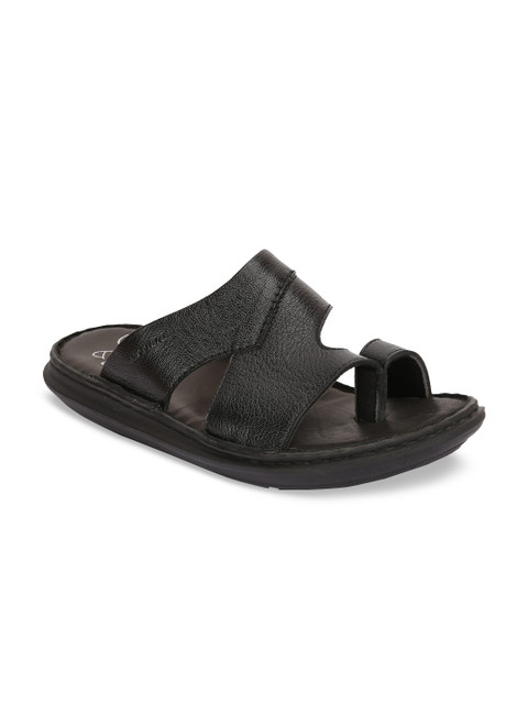 

ATTILIO by Ruosh Men Black Leather Comfort Sandals