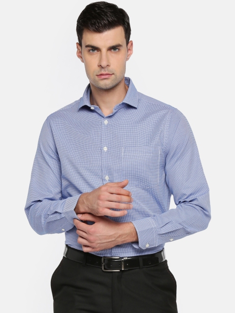 

RICHARD PARKER by Pantaloons Men Blue & White Regular Fit Checked Formal Shirt