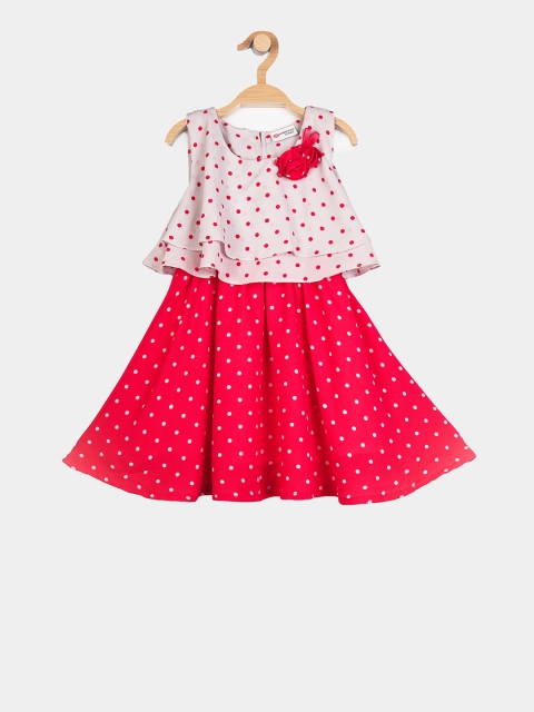 

Peppermint Girls Red Polka Dots Printed A-Line Dress