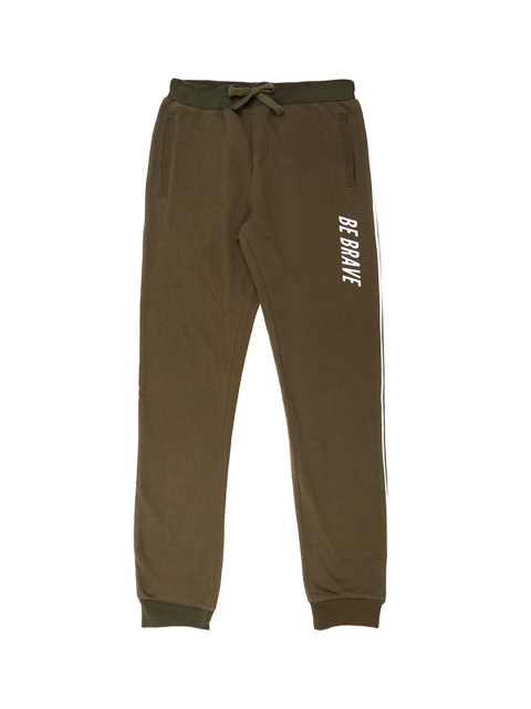 

Pantaloons Junior Boys Olive Brown Solid Straight-Fit Joggers