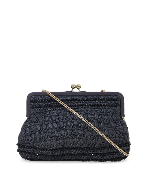 

Diwaah Black Self Design Clutch