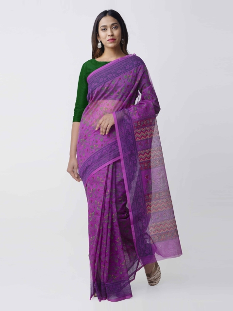 

Unnati Silks Women Purple Floral Printed Net Saree