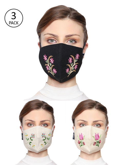 

Anekaant Women Assorted Pack Of 3 3-Ply Reusable Cloth Masks