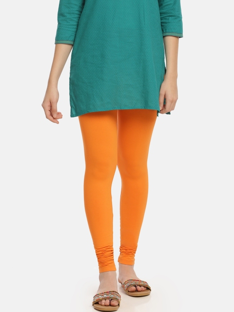 

Zelen Women Orange Solid Churidar-Length Leggings