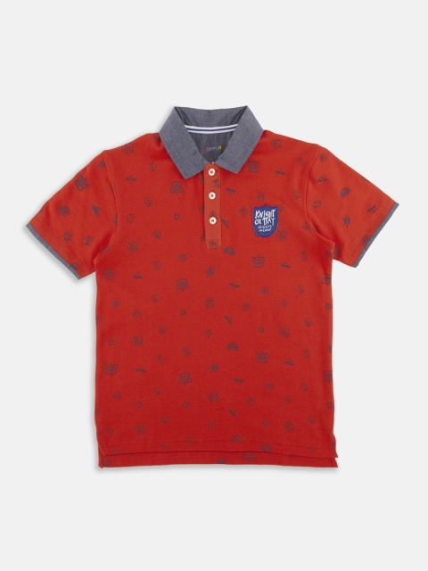 

POPPERS by Pantaloons Boys Rust Orange Solid Polo Collar T-shirt