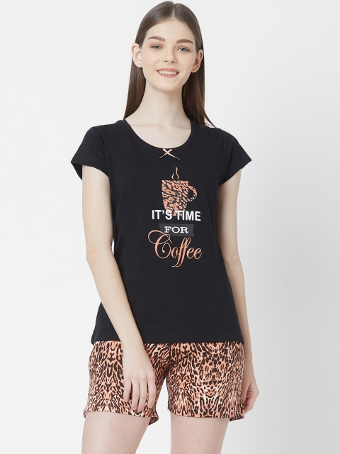 

Juliet Women Black & Brown Printed Night Suit