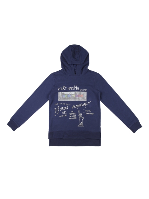 

POPPERS by Pantaloons Boys Navy Blue Printed Hooded Sweatshirt