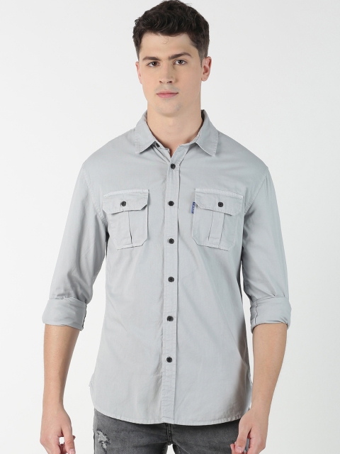 

Blue Saint Men Grey Regular Fit Solid Casual Shirt