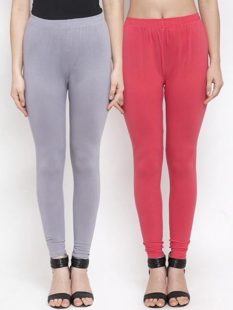 

TAG 7 Women Pack Of 2 Solid Leggings, Pink