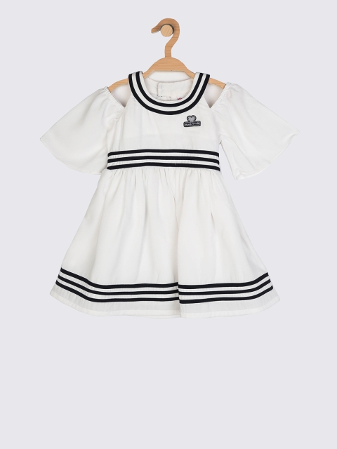 

Peppermint Girls White Striped Fit and Flare Dress