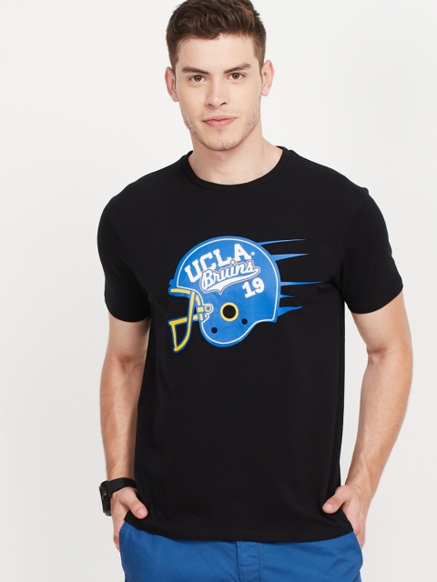 

UCLA Men Black & Blue Brand Logo Print Round Neck T-shirt